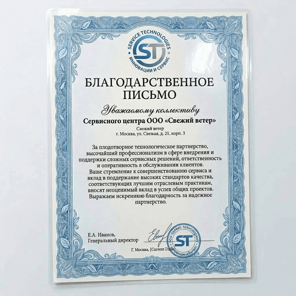 Благодарность от Haier Technologies